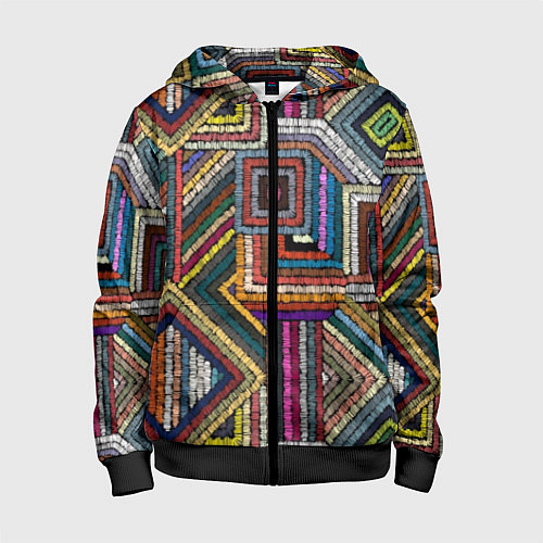 Детская толстовка на молнии Этнический ковровый орнамент / 3D-Черный – фото 1