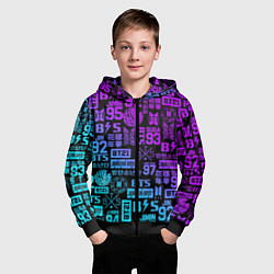 Толстовка на молнии детская BTS Logos, цвет: 3D-черный — фото 2