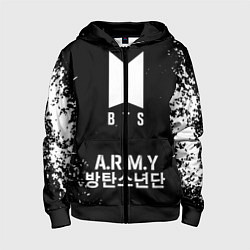 Толстовка на молнии детская BTS ARMY, цвет: 3D-черный