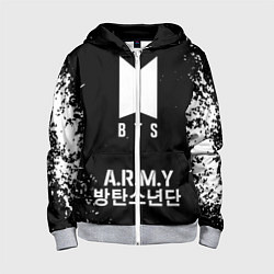 Толстовка на молнии детская BTS ARMY, цвет: 3D-меланж