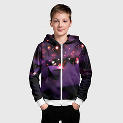 Толстовка на молнии детская Фиолетовая абстракция с блестками, цвет: 3D-белый — фото 2