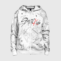 Толстовка на молнии детская STRAY KIDS АВТОГРАФЫ, цвет: 3D-белый