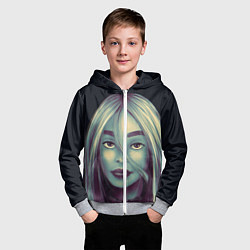 Толстовка на молнии детская Billie Eilish, цвет: 3D-меланж — фото 2