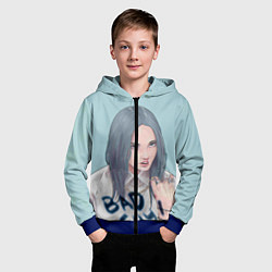 Толстовка на молнии детская Billie Eilish: Bad Guy, цвет: 3D-синий — фото 2