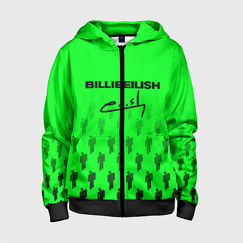 Детская толстовка на молнии Billie Eilish: Green Autograph / 3D-Черный – фото 1