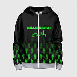 Детская толстовка на молнии Billie Eilish: Green & Black Autograph