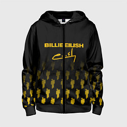 Толстовка на молнии детская Billie Eilish: Yellow & Black Autograph, цвет: 3D-черный