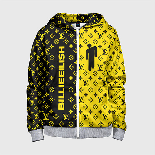 Детская толстовка на молнии BILLIE EILISH x LV Yellow / 3D-Меланж – фото 1