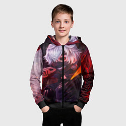 Толстовка на молнии детская Токийский Гуль, цвет: 3D-черный — фото 2