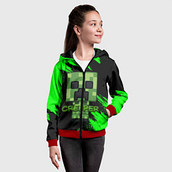Толстовка на молнии детская MINECRAFT CREEPER, цвет: 3D-красный — фото 2