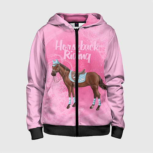 Детская толстовка на молнии Horseback Rading / 3D-Черный – фото 1