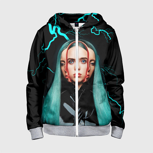 Детская толстовка на молнии BILLIE EILISH / 3D-Меланж – фото 1