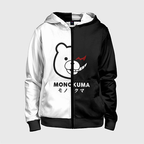 Детская толстовка на молнии Monokuma / 3D-Черный – фото 1