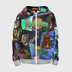 Толстовка на молнии детская Terraria, цвет: 3D-меланж
