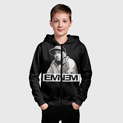 Толстовка на молнии детская Eminem, цвет: 3D-черный — фото 2