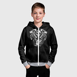 Толстовка на молнии детская Движковый череп, цвет: 3D-меланж — фото 2