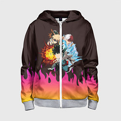 Толстовка на молнии детская MY HERO ACADEMIA разноцветное пламя, цвет: 3D-меланж