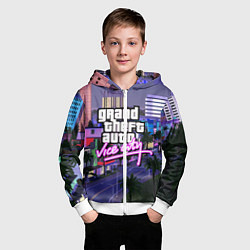 Толстовка на молнии детская Grand Theft Auto Vice City, цвет: 3D-белый — фото 2