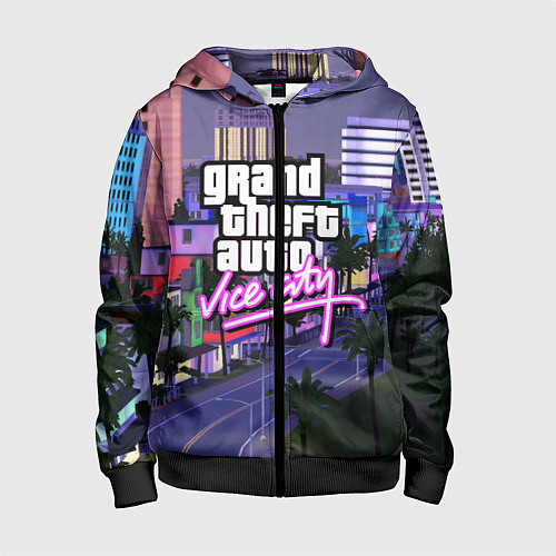 Детская толстовка на молнии Grand Theft Auto Vice City / 3D-Черный – фото 1