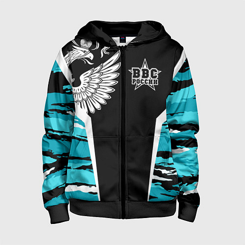 Детская толстовка на молнии ВВС России Камуфляж / 3D-Черный – фото 1