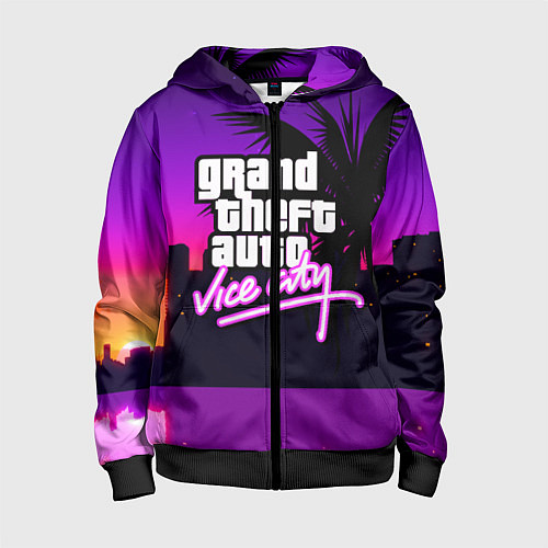 Детская толстовка на молнии GTA:VICE CITY / 3D-Черный – фото 1