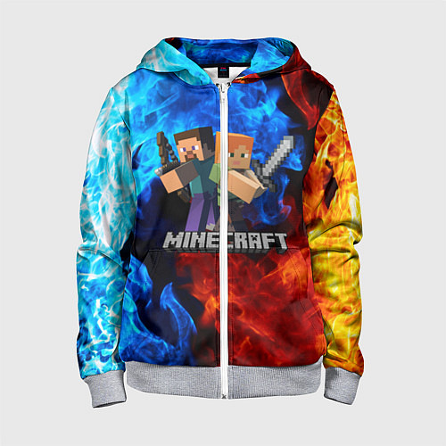 Детская толстовка на молнии MINECRAFT / 3D-Меланж – фото 1