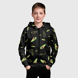 Толстовка на молнии детская Авокадо, цвет: 3D-черный — фото 2