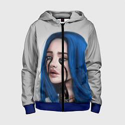 Толстовка на молнии детская BILLIE EILISH, цвет: 3D-синий