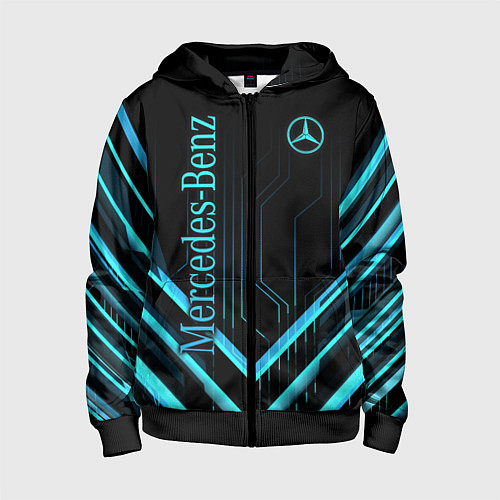 Детская толстовка на молнии Mercedes-Benz / 3D-Черный – фото 1