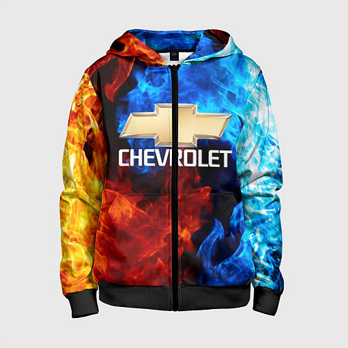 Детская толстовка на молнии CHEVROLET / 3D-Черный – фото 1