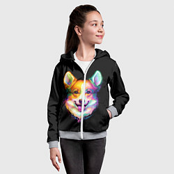 Толстовка на молнии детская Корги, цвет: 3D-меланж — фото 2