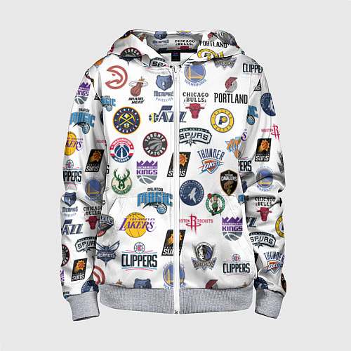 Детская толстовка на молнии NBA Pattern / 3D-Меланж – фото 1
