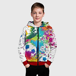 Толстовка на молнии детская Football Paints, цвет: 3D-красный — фото 2