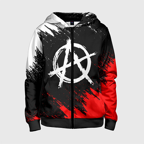 Детская толстовка на молнии АНАРХИЯ / 3D-Черный – фото 1