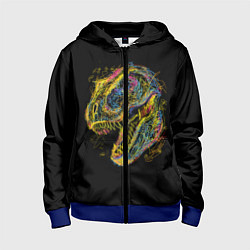 Толстовка на молнии детская Тираннозавр Рекс, цвет: 3D-синий