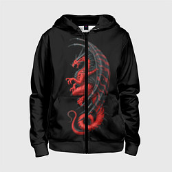 Толстовка на молнии детская Red Dragon, цвет: 3D-черный