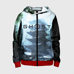 Толстовка на молнии детская Ghost of Tsushimа, цвет: 3D-красный