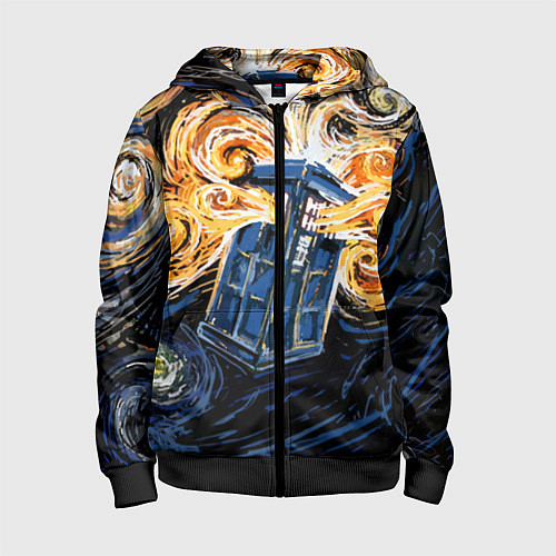 Детская толстовка на молнии Van Gogh Tardis / 3D-Черный – фото 1