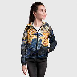 Толстовка на молнии детская Van Gogh Tardis, цвет: 3D-черный — фото 2