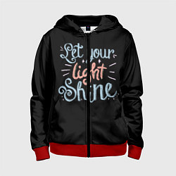 Толстовка на молнии детская Позволь своему свету сиять, цвет: 3D-красный