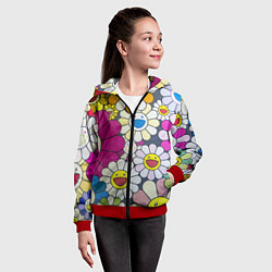 Толстовка на молнии детская Цветы Ромашки, цвет: 3D-красный — фото 2