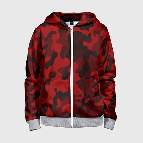 Детская толстовка на молнии RED MILITARY / 3D-Меланж – фото 1