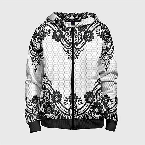 Детская толстовка на молнии Кружева / 3D-Черный – фото 1