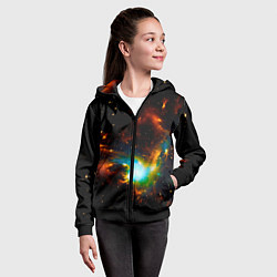 Толстовка на молнии детская Галактика, цвет: 3D-черный — фото 2