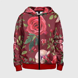 Толстовка на молнии детская Rose, цвет: 3D-красный