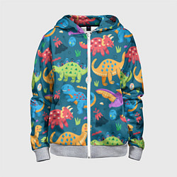 Детская толстовка на молнии Арт с динозаврами