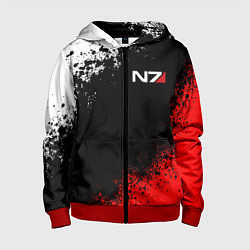 Толстовка на молнии детская MASS EFFECT N7, цвет: 3D-красный
