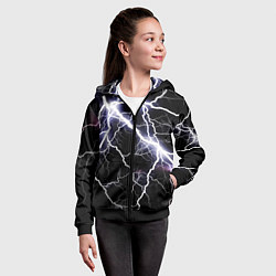 Толстовка на молнии детская Молния, цвет: 3D-черный — фото 2