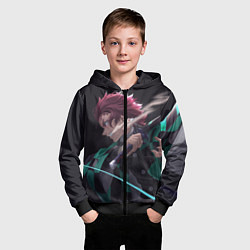 Толстовка на молнии детская KIMETSU NO YAIBA, цвет: 3D-черный — фото 2