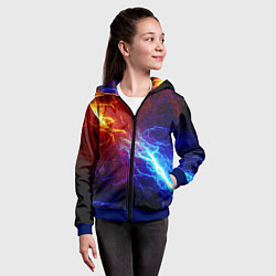 Толстовка на молнии детская ОГОНЬ ГЛИТЧ, цвет: 3D-синий — фото 2